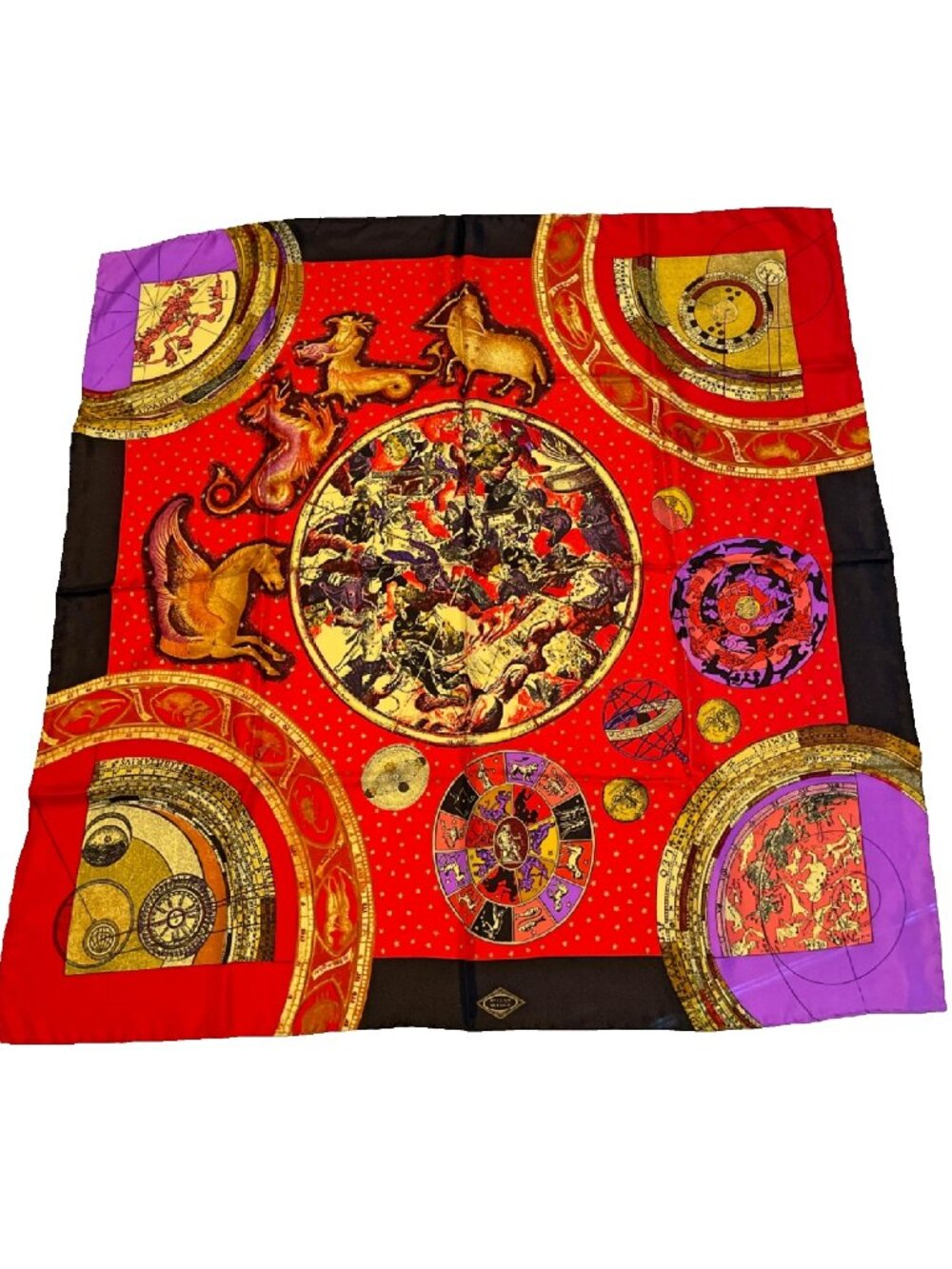 Versace Vintage Astrology Zodiac Silk Scarf  With Envelope